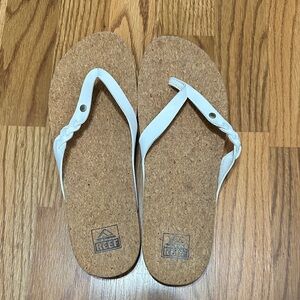 Reef White and Cork Flip Flops
